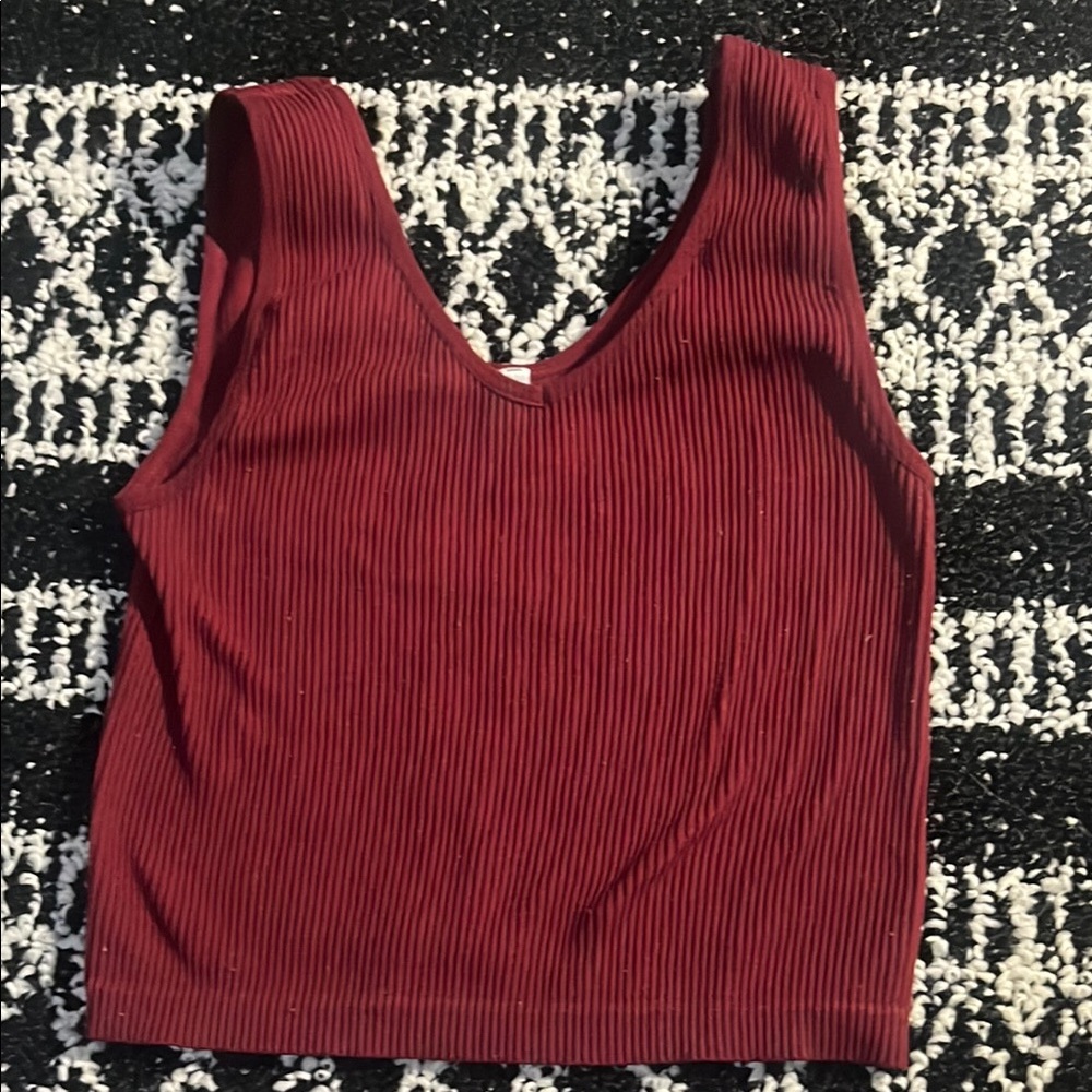 Ribbed Burgundy Tank Top